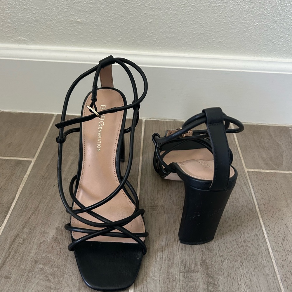 BCBGeneration Black Block Heel Sandals